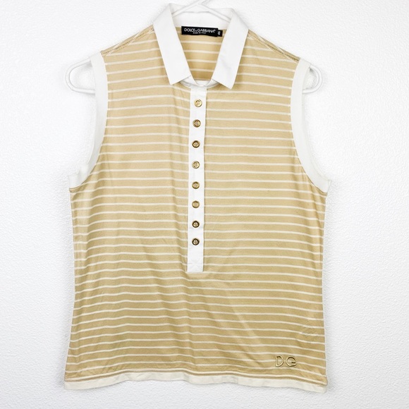 Dolce & Gabbana Tops - ✨Dolce & Gabbana Sleeveless Stripe Polo Shirt 46